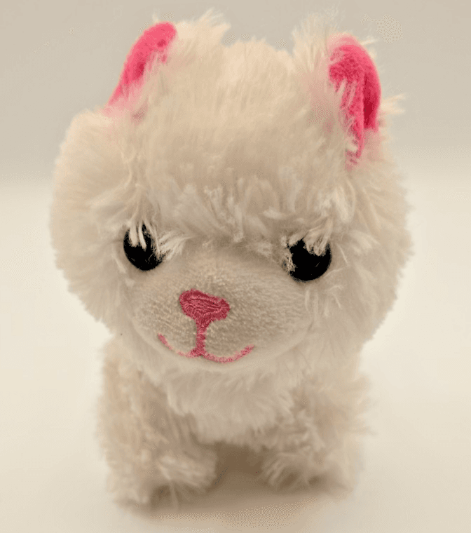 White Plush Kitty Cat Pink Ears and Nose Stuffed Animal